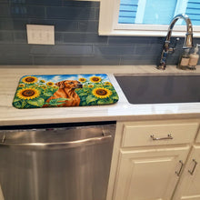 Load image into Gallery viewer, Rhodesian Ridgeback in Sunflowers Dish Drying Mat Absorbent Dish Drying Mat Pad for Kitchen Counter Dish Drainer Mat for Countertop, 14 x 21", Multicolor