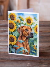 Load image into Gallery viewer, Rhodesian Ridgeback in Sunflowers Greeting Cards - Blank Note Cards – 8-Pack of Artist-Designed Cards with Envelopes
