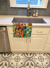 Load image into Gallery viewer, Rhodesian Ridgeback in Sunflowers Kitchen Towel
