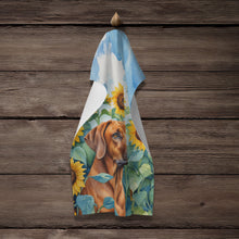 Load image into Gallery viewer, Rhodesian Ridgeback in Sunflowers Kitchen Towel