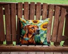 Load image into Gallery viewer, Rhodesian Ridgeback in Sunflowers Throw Pillow - 14x14 Decorative Pillow – Art for Your Home &amp; Patio
