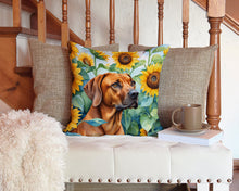 Load image into Gallery viewer, Rhodesian Ridgeback in Sunflowers Throw Pillow - 14x14 Decorative Pillow – Art for Your Home &amp; Patio