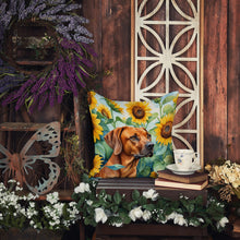 Load image into Gallery viewer, Rhodesian Ridgeback in Sunflowers Throw Pillow - 14x14 Decorative Pillow – Art for Your Home &amp; Patio