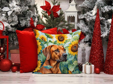 Load image into Gallery viewer, Rhodesian Ridgeback in Sunflowers Throw Pillow - 14x14 Decorative Pillow – Art for Your Home &amp; Patio