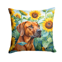Load image into Gallery viewer, Rhodesian Ridgeback in Sunflowers Throw Pillow - 14x14 Decorative Pillow – Art for Your Home &amp; Patio