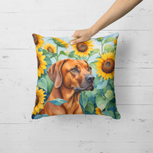 Load image into Gallery viewer, Rhodesian Ridgeback in Sunflowers Throw Pillow