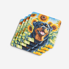 Load image into Gallery viewer, Rottweiler in Sunflowers Coasters - Set of 4 Lightweight Foam, Absorbent Drink Coasters
