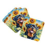 Load image into Gallery viewer, Rottweiler in Sunflowers Coasters - Set of 4 Lightweight Foam, Absorbent Drink Coasters