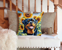 Load image into Gallery viewer, Rottweiler in Sunflowers Throw Pillow - 14x14 Decorative Pillow – Art for Your Home &amp; Patio