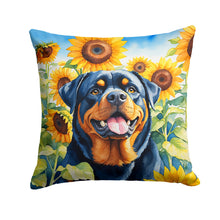 Load image into Gallery viewer, Rottweiler in Sunflowers Throw Pillow - 14x14 Decorative Pillow – Art for Your Home &amp; Patio