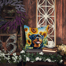 Load image into Gallery viewer, Rottweiler in Sunflowers Throw Pillow