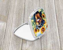 Load image into Gallery viewer, Rottweiler in Sunflowers Compact Mirror – Stylish Purse Mirror with Artistic Covers