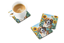 Load image into Gallery viewer, Saint Bernard in Sunflowers Coasters - Set of 4 Lightweight Foam, Absorbent Drink Coasters
