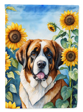 Load image into Gallery viewer, Saint Bernard in Sunflowers Garden Flag – Bright Dog-Themed Yard Decor