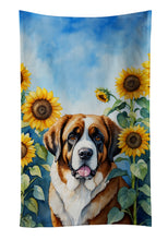 Load image into Gallery viewer, Saint Bernard in Sunflowers Kitchen Towel