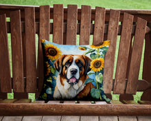 Load image into Gallery viewer, Saint Bernard in Sunflowers Throw Pillow - 14x14 Decorative Pillow – Art for Your Home &amp; Patio