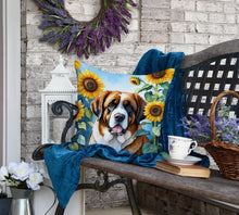 Load image into Gallery viewer, Saint Bernard in Sunflowers Throw Pillow