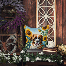 Load image into Gallery viewer, Saint Bernard in Sunflowers Throw Pillow