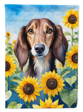 Load image into Gallery viewer, Saluki in Sunflowers House Flag