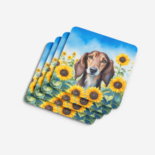 Load image into Gallery viewer, Saluki in Sunflowers Coasters - Set of 4 Lightweight Foam, Absorbent Drink Coasters