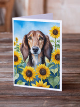 Load image into Gallery viewer, Saluki in Sunflowers Greeting Cards - Blank Note Cards – 8-Pack of Artist-Designed Cards with Envelopes