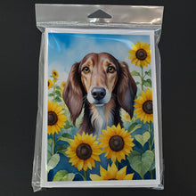 Load image into Gallery viewer, Saluki in Sunflowers Greeting Cards - Blank Note Cards – 8-Pack of Artist-Designed Cards with Envelopes