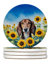 Load image into Gallery viewer, Saluki in Sunflowers Large Sandstone Coasters Pack of 4