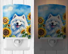 Load image into Gallery viewer, Samoyed in Sunflowers Ceramic Night Light