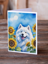 Load image into Gallery viewer, Samoyed in Sunflowers Greeting Cards - Blank Note Cards – 8-Pack of Artist-Designed Cards with Envelopes