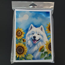 Load image into Gallery viewer, Samoyed in Sunflowers Greeting Cards - Blank Note Cards – 8-Pack of Artist-Designed Cards with Envelopes