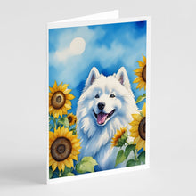 Load image into Gallery viewer, Samoyed in Sunflowers Greeting Cards - Blank Note Cards – 8-Pack of Artist-Designed Cards with Envelopes