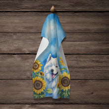 Load image into Gallery viewer, Samoyed in Sunflowers Kitchen Towel