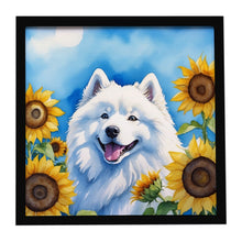 Load image into Gallery viewer, Samoyed in Sunflowers Framed Metal Print