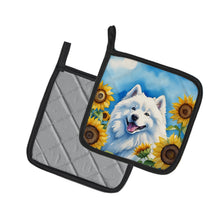 Load image into Gallery viewer, Samoyed in Sunflowers Pot Holders - Set of 2 Decorative Kitchen Helpers | Made in the USA