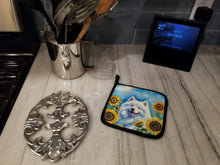 Load image into Gallery viewer, Samoyed in Sunflowers Pot Holders - Set of 2 Decorative Kitchen Helpers | Made in the USA