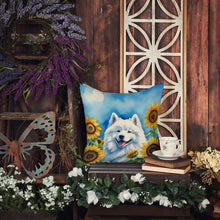 Load image into Gallery viewer, Samoyed in Sunflowers Throw Pillow - 14x14 Decorative Pillow – Art for Your Home &amp; Patio