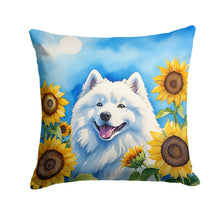 Load image into Gallery viewer, Samoyed in Sunflowers Throw Pillow - 14x14 Decorative Pillow – Art for Your Home &amp; Patio