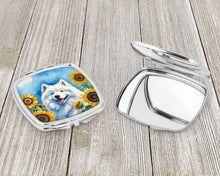 Load image into Gallery viewer, Samoyed in Sunflowers Compact Mirror – Stylish Purse Mirror with Artistic Covers