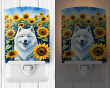 Load image into Gallery viewer, Samoyed in Sunflowers Ceramic Night Light