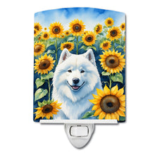 Load image into Gallery viewer, Samoyed in Sunflowers Ceramic Night Light
