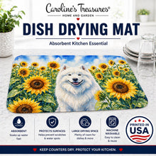 Load image into Gallery viewer, Samoyed in Sunflowers Dish Drying Mat Absorbent Dish Drying Mat Pad for Kitchen Counter Dish Drainer Mat for Countertop, 14 x 21", Multicolor