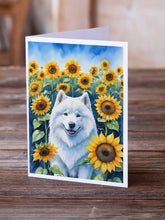 Load image into Gallery viewer, Samoyed in Sunflowers Greeting Cards - Blank Note Cards – 8-Pack of Artist-Designed Cards with Envelopes