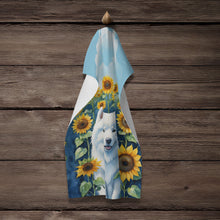 Load image into Gallery viewer, Samoyed in Sunflowers Kitchen Towel