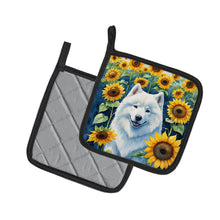 Load image into Gallery viewer, Samoyed in Sunflowers Pot Holders - Set of 2 Decorative Kitchen Helpers | Made in the USA