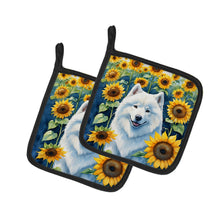 Load image into Gallery viewer, Samoyed in Sunflowers Pot Holders - Set of 2 Decorative Kitchen Helpers | Made in the USA