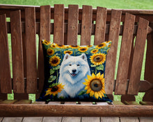 Load image into Gallery viewer, Samoyed in Sunflowers Throw Pillow - 14x14 Decorative Pillow – Art for Your Home &amp; Patio
