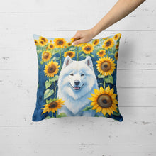Load image into Gallery viewer, Samoyed in Sunflowers Throw Pillow