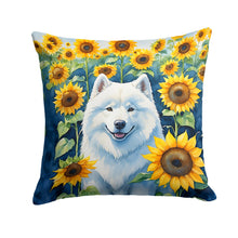 Load image into Gallery viewer, Samoyed in Sunflowers Throw Pillow