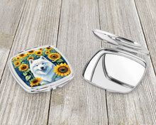 Load image into Gallery viewer, Samoyed in Sunflowers Compact Mirror – Stylish Purse Mirror with Artistic Covers