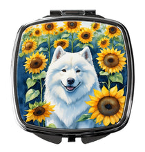 Load image into Gallery viewer, Samoyed in Sunflowers Compact Mirror – Stylish Purse Mirror with Artistic Covers